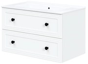 Szafka pod umywalkę 80 cm TORETO biały mat, soft close, 2 szuflady, glamour