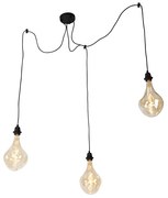 Lampa wisząca czarna 3-światłowa w tym LED złoty ściemniany - Cava Luxe Nowoczesny Oswietlenie wewnetrzne