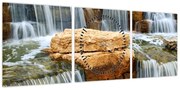 Obraz wodospadu (z zegarem) (90x30 cm)