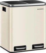 Kosz do segregacji odpadów SORT 30l (2×15l), beżowy/srebrny/czarny SongmicsHome
