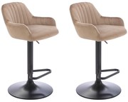 Zestaw 2 stołków barowych z weluru i czarnego metalu - Regulowana wysokość - Beżowy - ELEANA