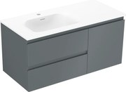 Mexen Orio szafka łazienkowa 100 cm z umywalką Vela lewą, 2S, 1D, grafit mat/biała mat - 91A13-10047-3-BBFFF66-W23L01