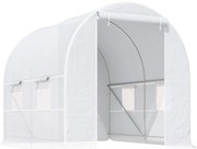 Outsunny Szklarnia Tunelowa Ogrodnicza Biała Praktyczna i Wytrzymała 245x200x200cm | Aosom PL