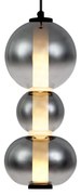 Lampa wisząca Art Deco czarna z przydymionym i przezroczystym szkłem 3-źródłowa z LED - Lizzy