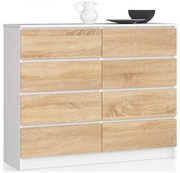 Komoda z szufladami biała + dąb sonoma M4-D11