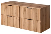Szafka wisząca podwójna podumywalkowa w kolorze naturalnego drewna 120 x 46 cm ASTROS Light Oak z blatem
