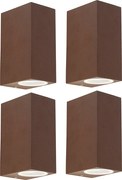 Zestaw 4 inteligentnych lamp ściennych brązowo-rdzawych IP44 w tym 2 GU10 - Baleno