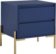Szafka nocna z 2 szufladami - metal i płyta MDF niebieska lakierowana i złota - KORASA marki Pascal MORABITO