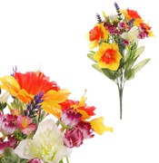 Sztuczny bukiet narcyzów z polnymi kwiatami, 22 x22 x 35 cm