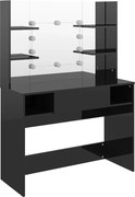 Czarna toaletka z lustrem z żarówkami led S8-K89