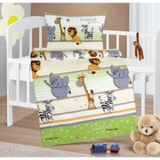 Bellatex Dziecięca pościel z kory do łóżeczka Agáta Safari zielony, 90 x 135 cm, 45 x 60 cm