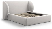 Jasnoszare tapicerowane łóżko dwuosobowe ze schowkiem i stelażem 160x200 cm Miley – Micadoni Home