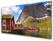 Obraz Akrylowy Domy Jezioro Góry Krajobraz
