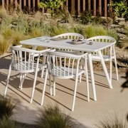 Zestaw Stół Prostokątny 135x80 Cm Scand I 4 Krzesła Ogrodowe Z Podłokietnikami Z Polipropylenu Ivor Biała - Sklum