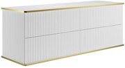 Szafka pod umywalkę wisząca prążkowana ze złotą obwódką - Biały - 150 cm - KELIZA