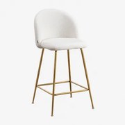 Wysoki Stołek Kana Design Z Owczej Skóry Biały & ↑65 Cm & Złoto - Sklum