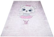 Różowy dywan dziecięcy z kotkiem baletnicą L4-L87