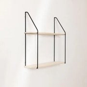 Półka Ścienna ↔︎ 65 Cm Z Drewna I Stali Arison Regał 2 Półkowy - Sklum