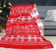Koc ZIMOWA KRAINA 150x200 czerwony/biały Premium GRENO