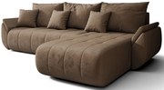 Welurowa brązowa sofa w kształcie litery L F0-T57