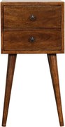 Szafka nocna Mini z drewna kasztanowego Artisan Furniture, 2 szuflady, brązowa