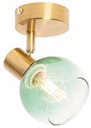 Reflektor Art Deco złoty z zielonym szkłem - Vidro