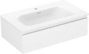 Mexen Rivel szafka łazienkowa 80 cm z umywalką Vela, 1 szuflada, ryflowana , biała mat - 91A20-08023-1-BF01-W23M01