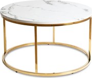 Stolik Kawowy CLIFF MAX 80 cm Biały Marmur/Złoty Glamour