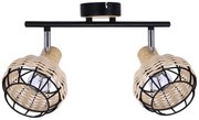 Podwójna lampa sufitowa na listwie czarny + drewniany Z056 F1-S29