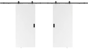 Drzwi przesuwne podwójne z naściennym systemem przesuwnym – MDF + PVC Białe – 2 x wys. 205 x dł. 63 cm – VARIN II