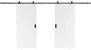 Drzwi przesuwne podwójne z naściennym systemem przesuwnym – MDF + PVC Białe – 2 x wys. 205 x dł. 63 cm – VARIN II