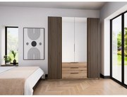 Szafa Grand z lamelami duże lustro szuflady półki i drążek do sypialni