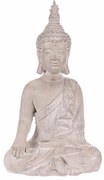 Dekoracja statuetka siedzącego Buddy, szara,poliresina, 30 x 22 x 54 cm