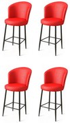 Zestaw krzeseł barowych Uras Red and Black, 4 szt., 4 szt.