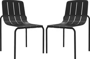 Zestaw 2 metalowych, składanych krzeseł ogrodowych - Czarne - BALVORA od MYLIA