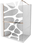 Mexen Kioto+ ścianka prysznicowa z półką Walk-in 70 x 200 cm, biała fala, różowe złoto - 800-070-121-60-97