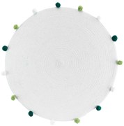 Okrągły dywanik z pomponami POMPOMPARTY, Ø 90 cm