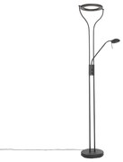 Nowoczesna lampa stojąca czarna z ramieniem do czytania, w tym LED i ściemniacz - Divo Nowoczesny Oswietlenie wewnetrzne