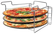 Zestaw do pieczenia pizzy: 3 metalowe blaszki + stojak