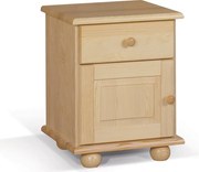 Szafka nocna z drewna litego, sosnowa z szufladą i drzwiczkami L OLIVER