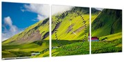 Obraz górskiego krajobrazu (z zegarem) (90x30 cm)