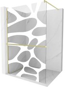 Mexen Kioto+ ścianka prysznicowa z półką Walk-in 70 x 200 cm, biała fala, złota szczotkowana - 800-070-121-55-97