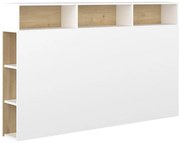Zagłówek łóżka ze skrzynią i NASTIA - 160 cm - Kolor biały i dębowy.