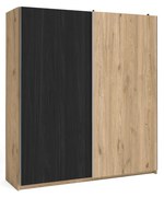 Czarna szafa w dekorze dębu z drzwiami przesuwnymi 182x200 cm Care – Marckeric