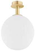 Lampa sufitowa i kinkiet w stylu Art Deco – złoty mosiądz, klosz biały ryflowany 25 cm Paloma 8505