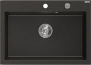 Mexen Elix zlewozmywak granitowy 1-komorowy 700 x 500 mm, czarny/złoty metalik, syfon chrom - 6526701005-75