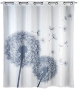 Biała zasłona prysznicowa z warstwą przeciw pleśni Wenko Dandelions, 180x200 cm