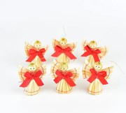 Zestaw ozdób bożonarodzeniowych Figurki słomiane 5,5 cm, 6 szt.