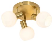 Plafon / Reflektorek / Spot / Spotow / Lampy sufitowe art deco złoty z opalowym szkłem 3-punktowy regulowany - Anouk ArtDeco Oswietlenie wewnetrzne