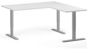 Narożne biurko z regulacją wysokości, 160x160 cm, 3 silniki, L/P, szara podstawa, biały